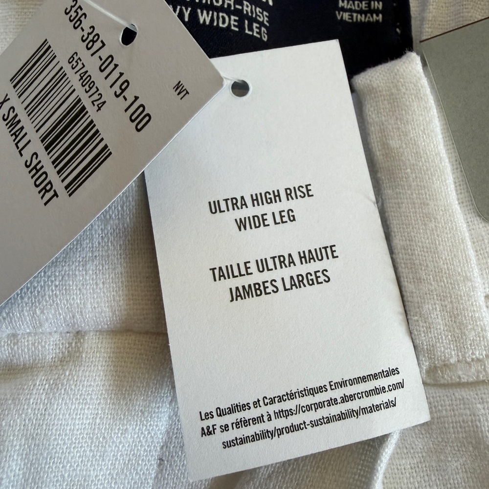 Hollister Livvy White Wide Leg High Rise Pants size XS Short NWT - Picture 6 of 8